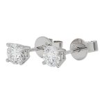 18K white gold diamond earrings, angle view