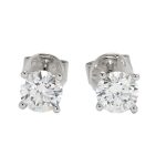 18K white gold diamond earrings, front view