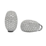 18K white gold diamond earrings, lifestyle view 18K white gold diamond earrings, lifestyle view