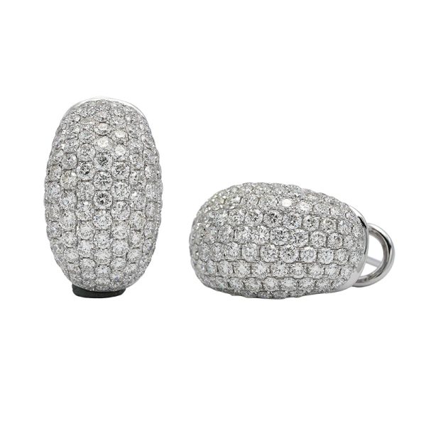 18K white gold diamond earrings, lifestyle view 18K white gold diamond earrings, lifestyle view