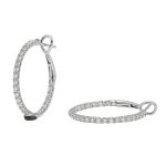 18K white gold diamond earrings, angle view