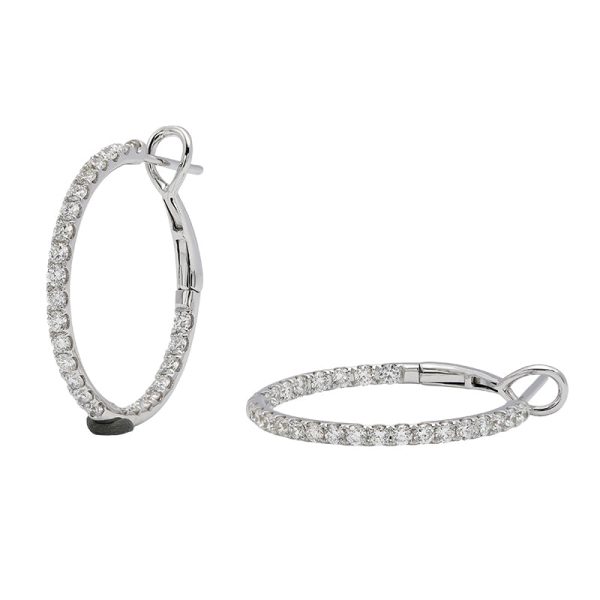 18K white gold diamond earrings, angle view
