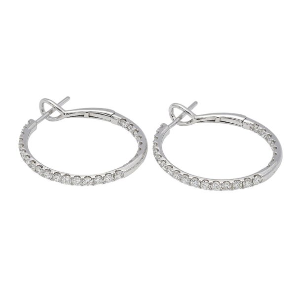 18K white gold diamond earrings, front view