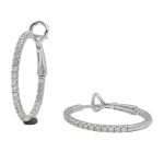 18K white gold diamond earrings, angle view 18K white gold diamond earrings, angle view