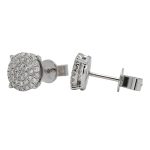 18K white gold diamond earrings, lifestyle view 18K white gold diamond earrings, lifestyle view