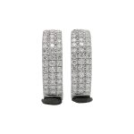 18K white gold diamond earrings, angle view