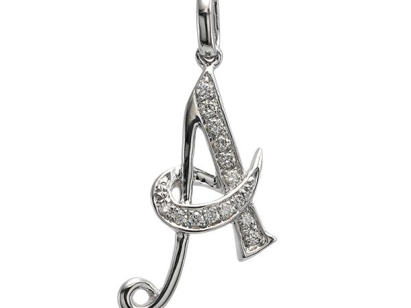 18K white gold diamond pendant, front view 18K white gold diamond pendant, front view