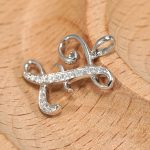 18K white gold diamond pendant, angle view