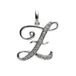 18K white gold diamond pendant, front view