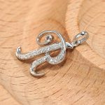 18K white gold diamond pendant, angle view