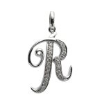 18K white gold diamond pendant, front view