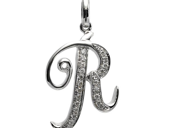 18K white gold diamond pendant, front view 18K white gold diamond pendant, front view