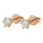 18K yellow gold diamond earrings, detail view