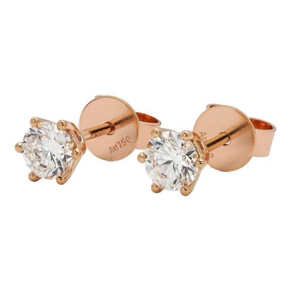 18K yellow gold diamond earrings, detail view