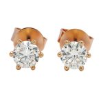 18K yellow gold diamond earrings, front view
