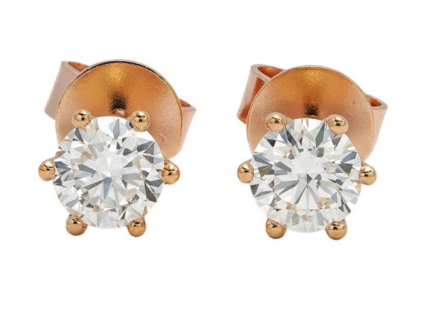 18K yellow gold diamond earrings, front view 18K yellow gold diamond earrings, front view