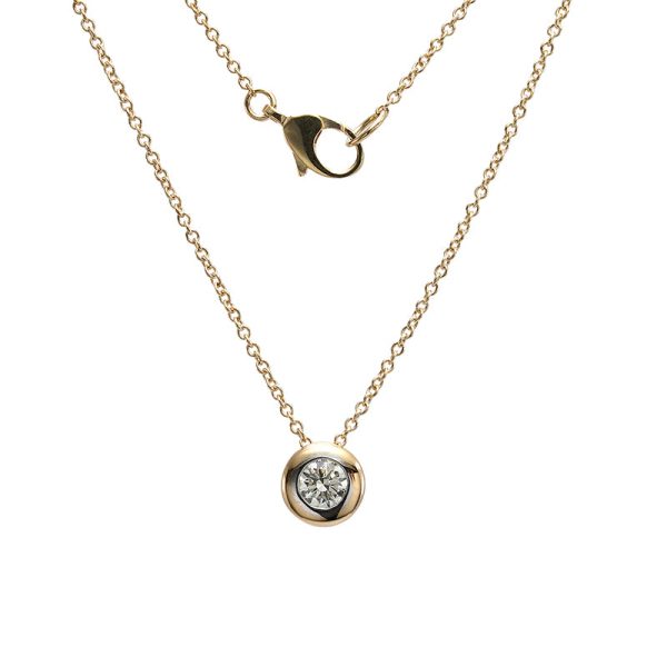 18K yellow gold diamond pendant, front view
